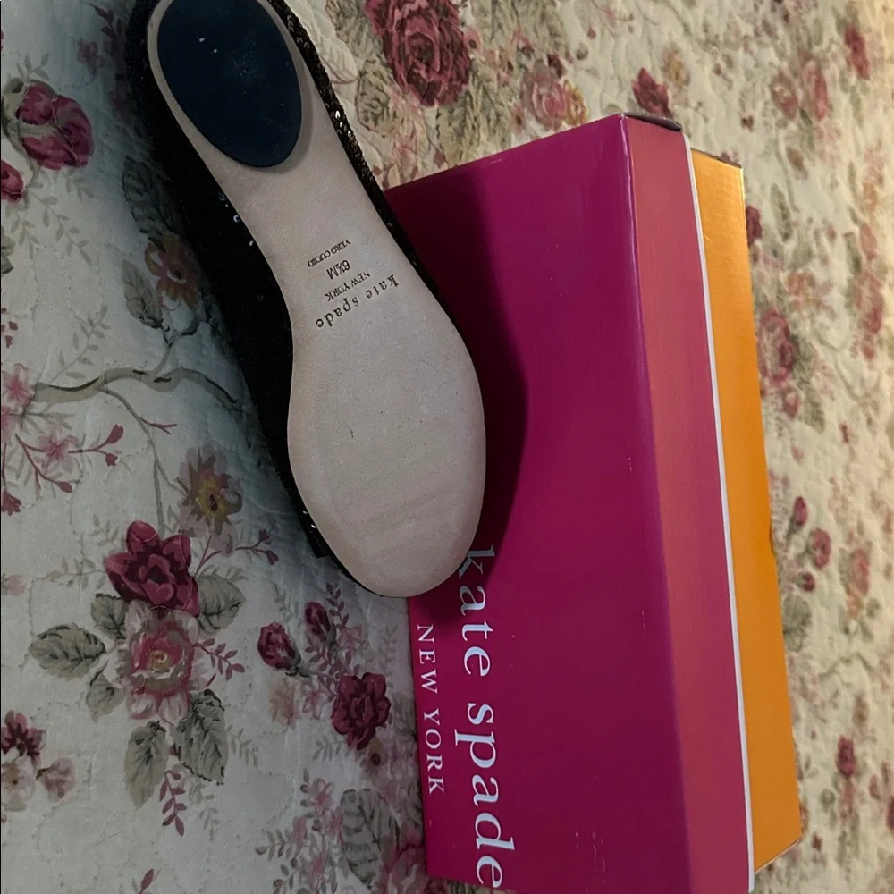 Kate Spade Black Sequin Flats with Bow - Picture 2 of 2